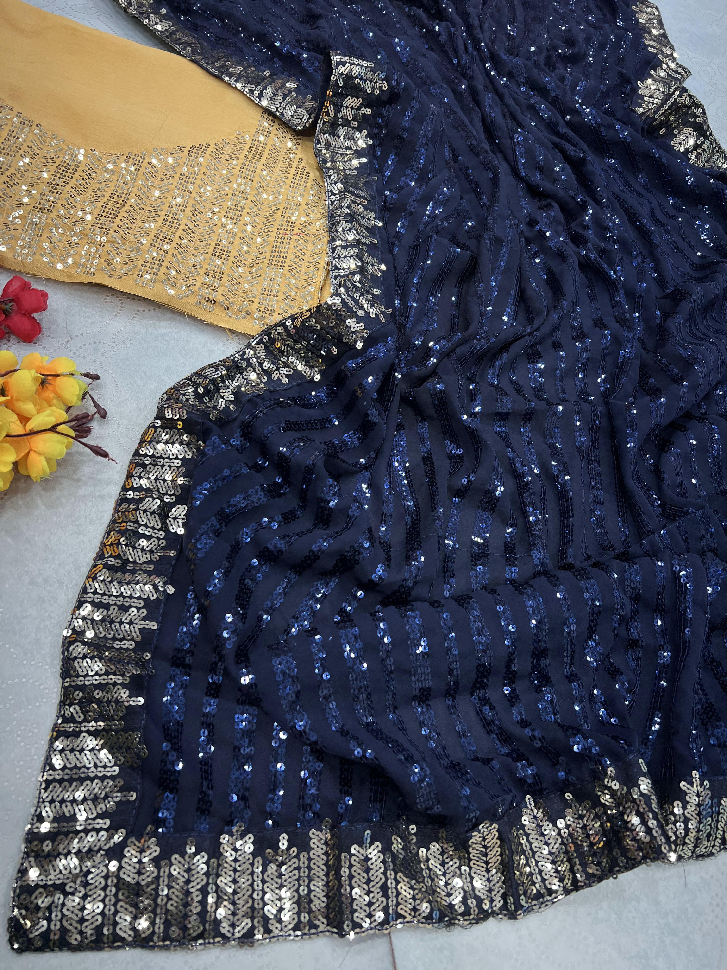 BEAUTIFUL COLOR IN PREMIUM SEQUINS SAREE