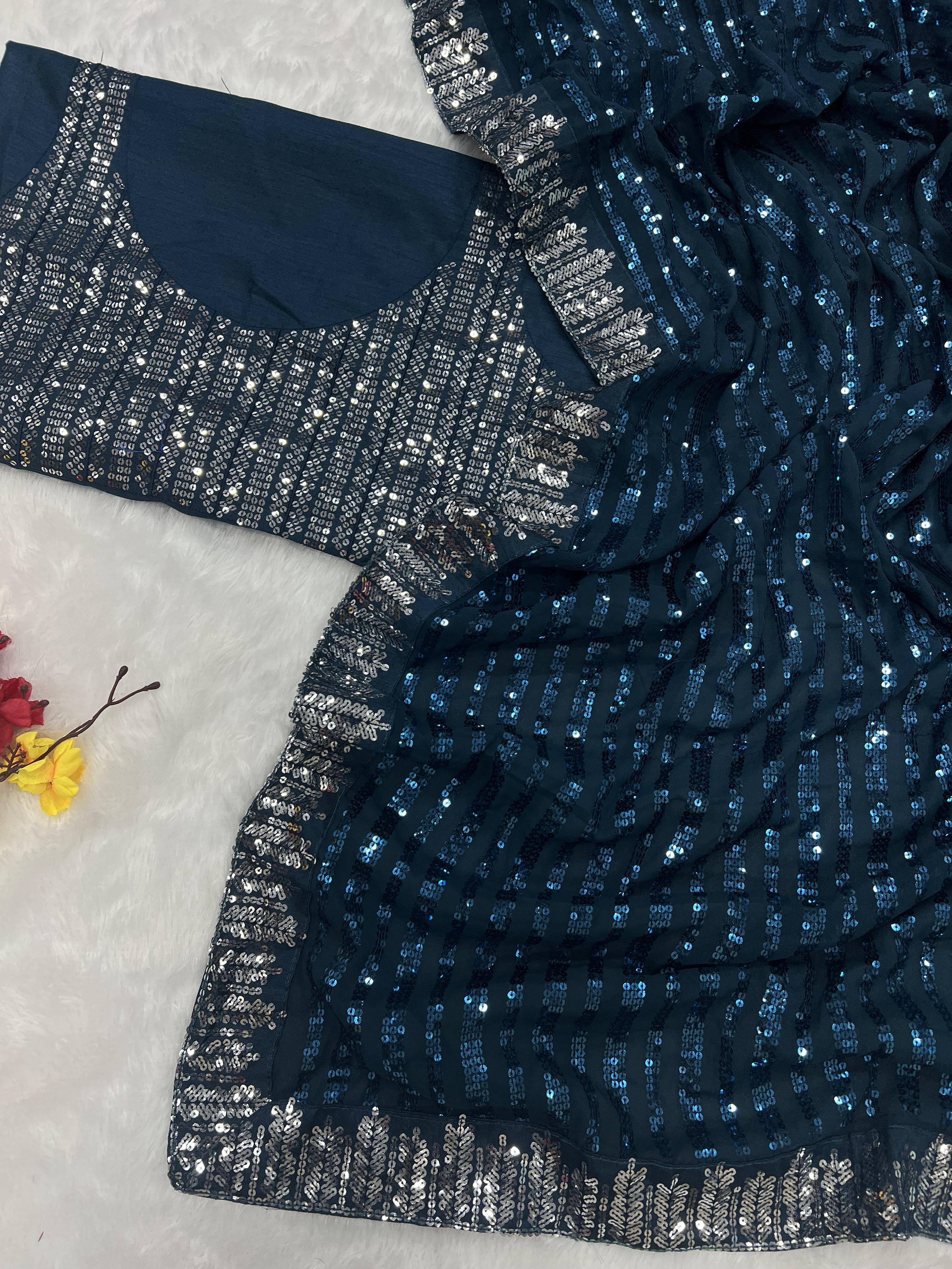 BEAUTIFUL COLOR IN PREMIUM SEQUINS SAREE