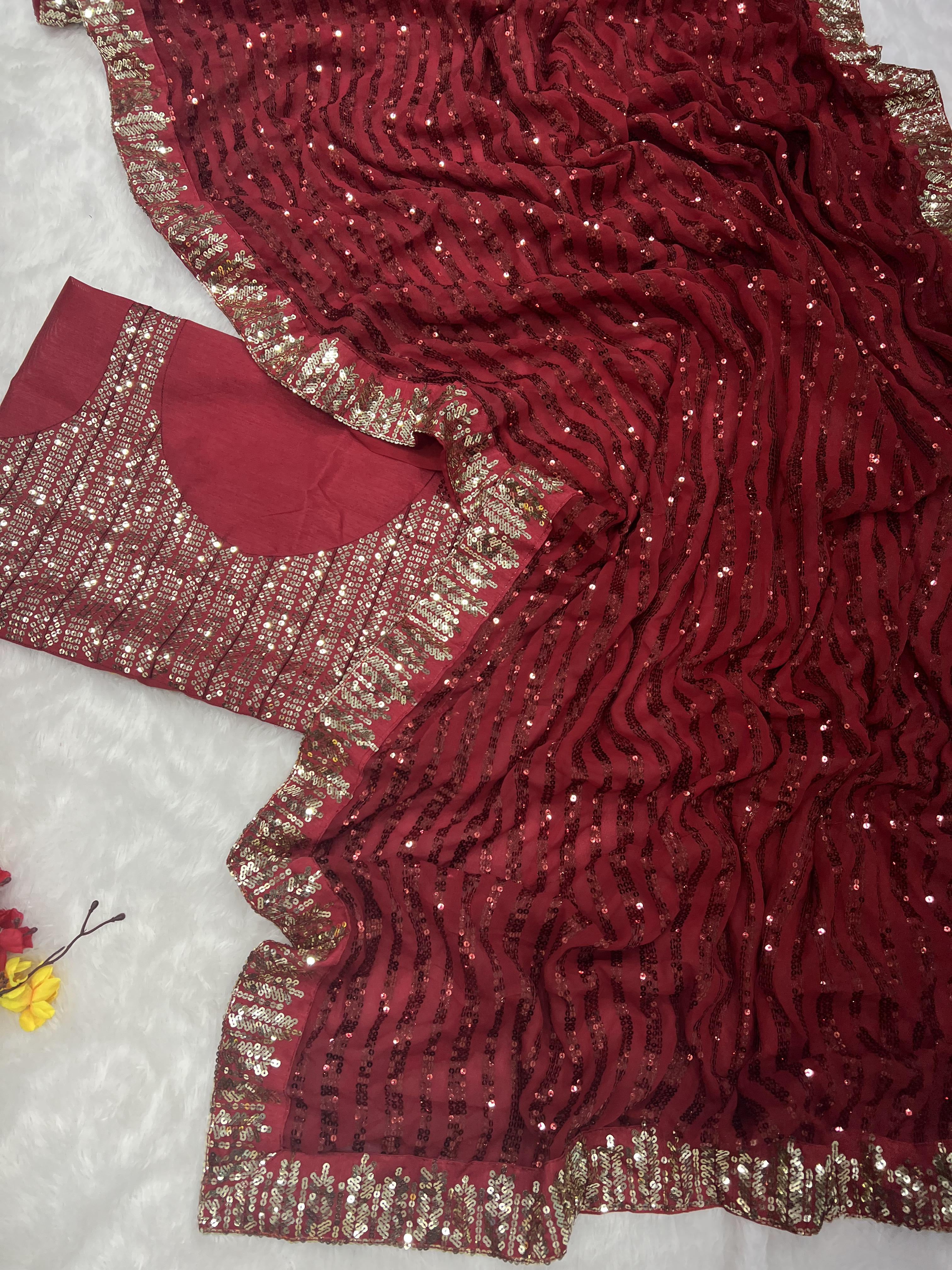 BEAUTIFUL COLOR IN PREMIUM SEQUINS SAREE