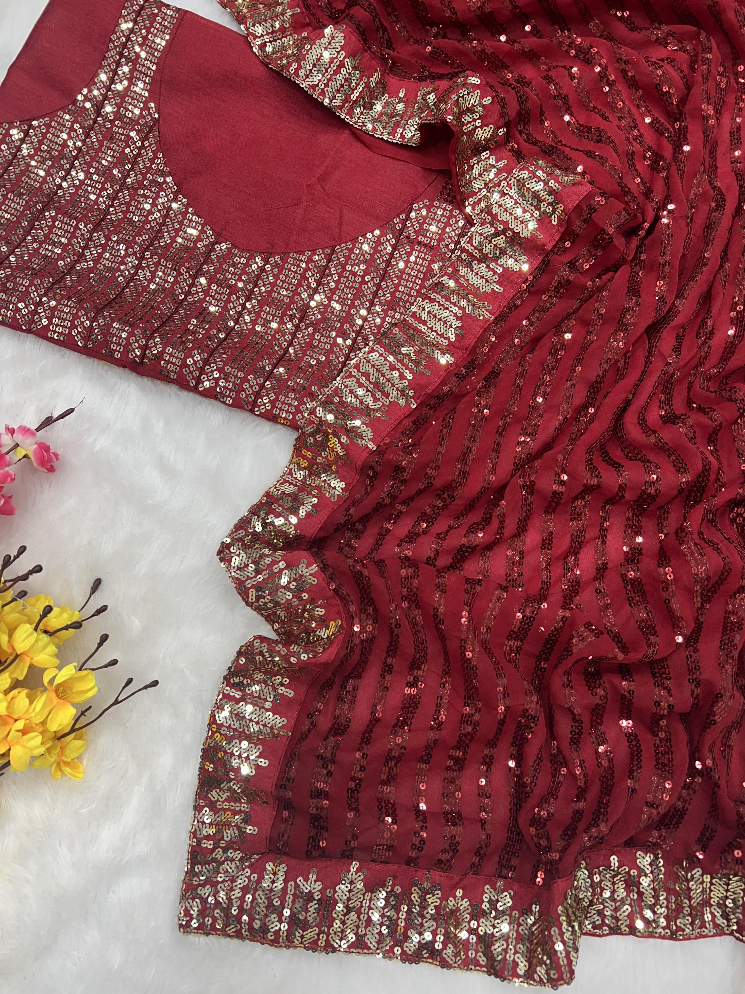 BEAUTIFUL COLOR IN PREMIUM SEQUINS SAREE