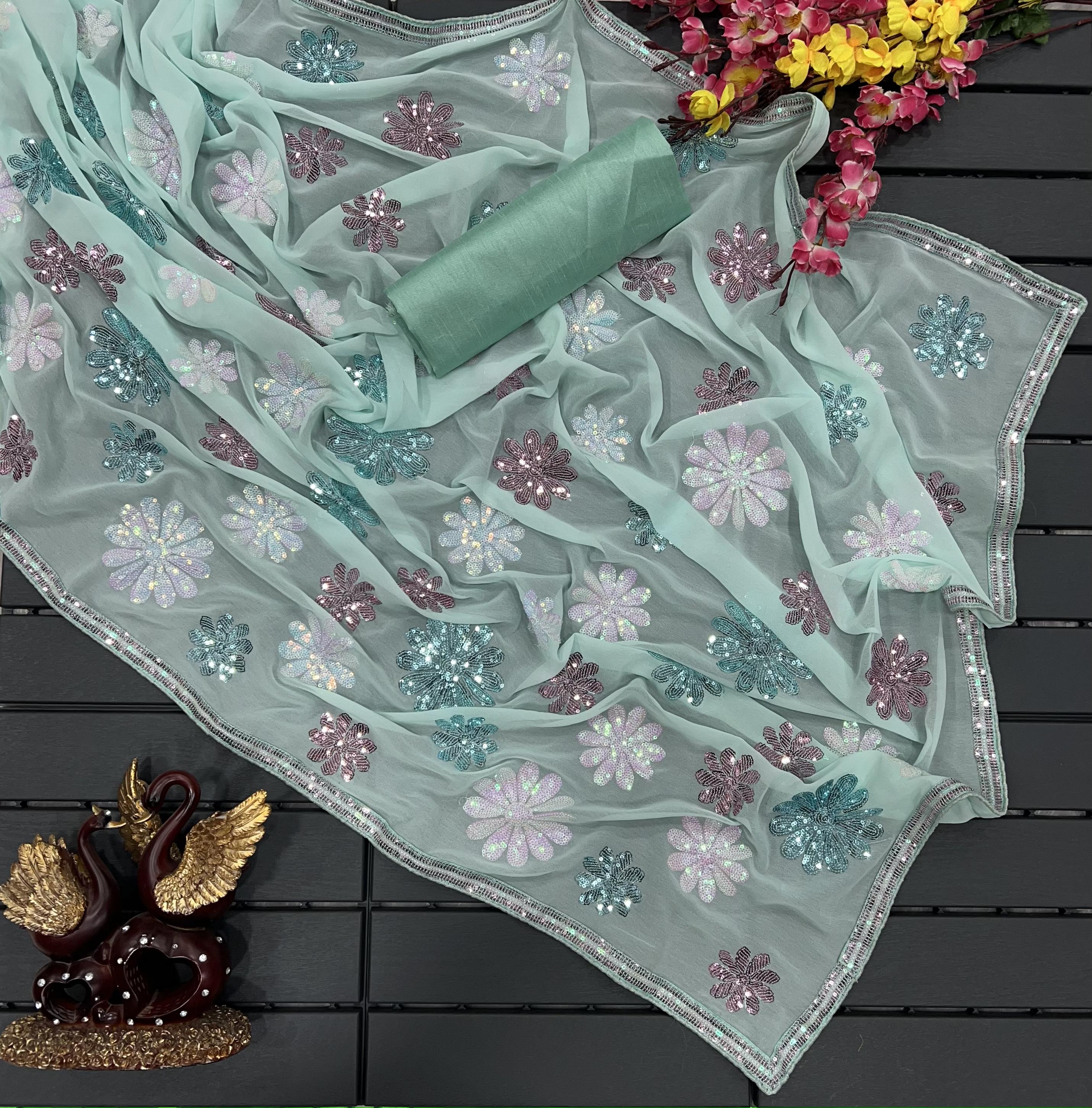 premium designer sequence saree