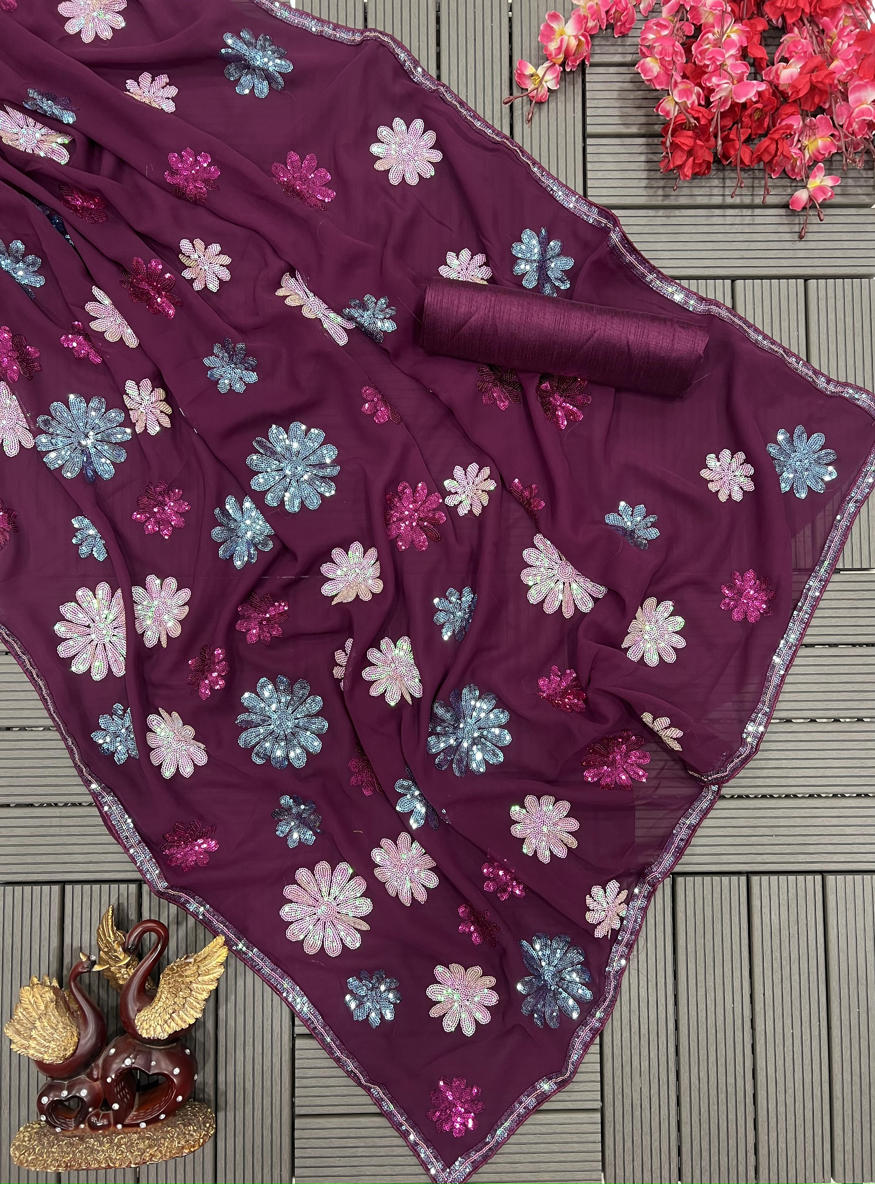 premium designer sequence saree
