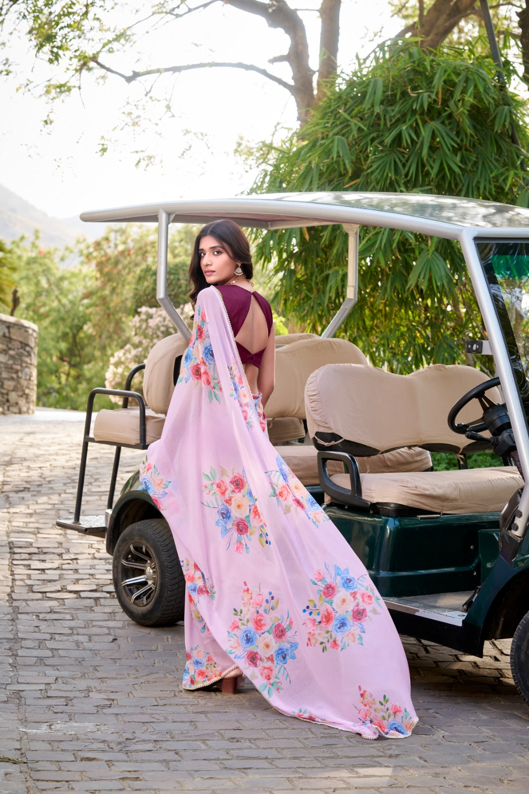 Weightless charm, pearled grace Saree
