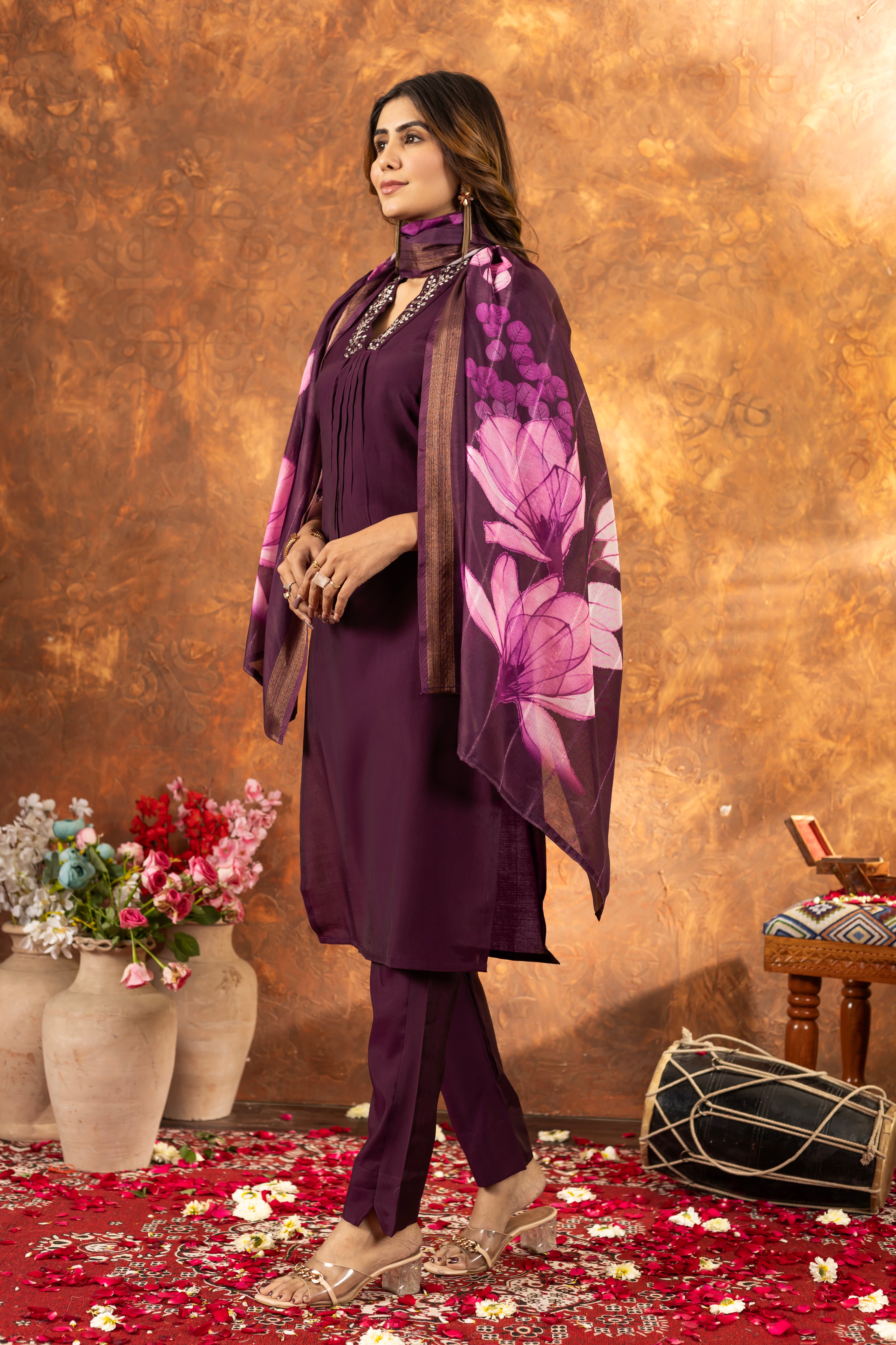 Elegant Straight Kurti Pant Dupatta Set