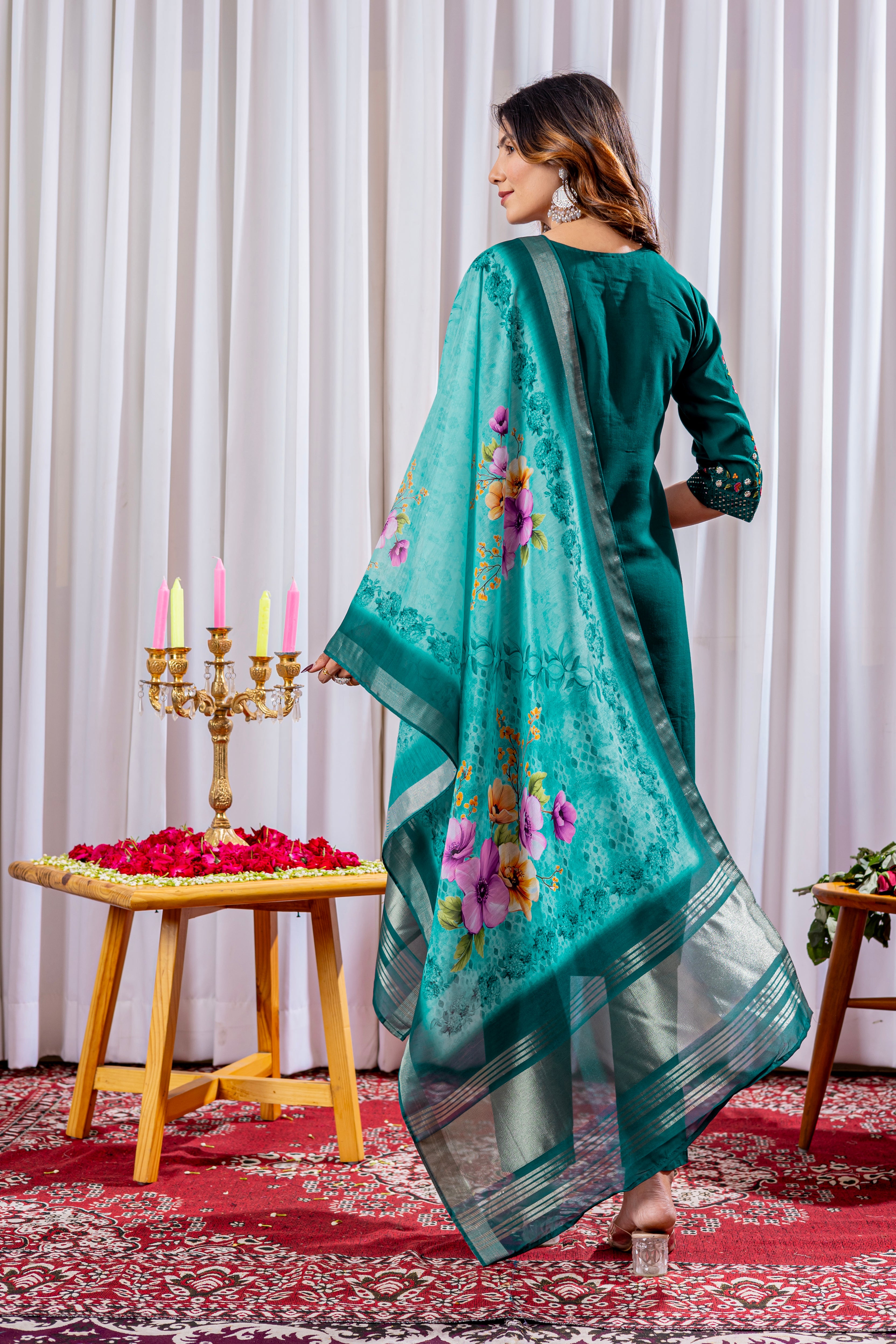 Elegant Straight Kurti Pant Dupatta Set