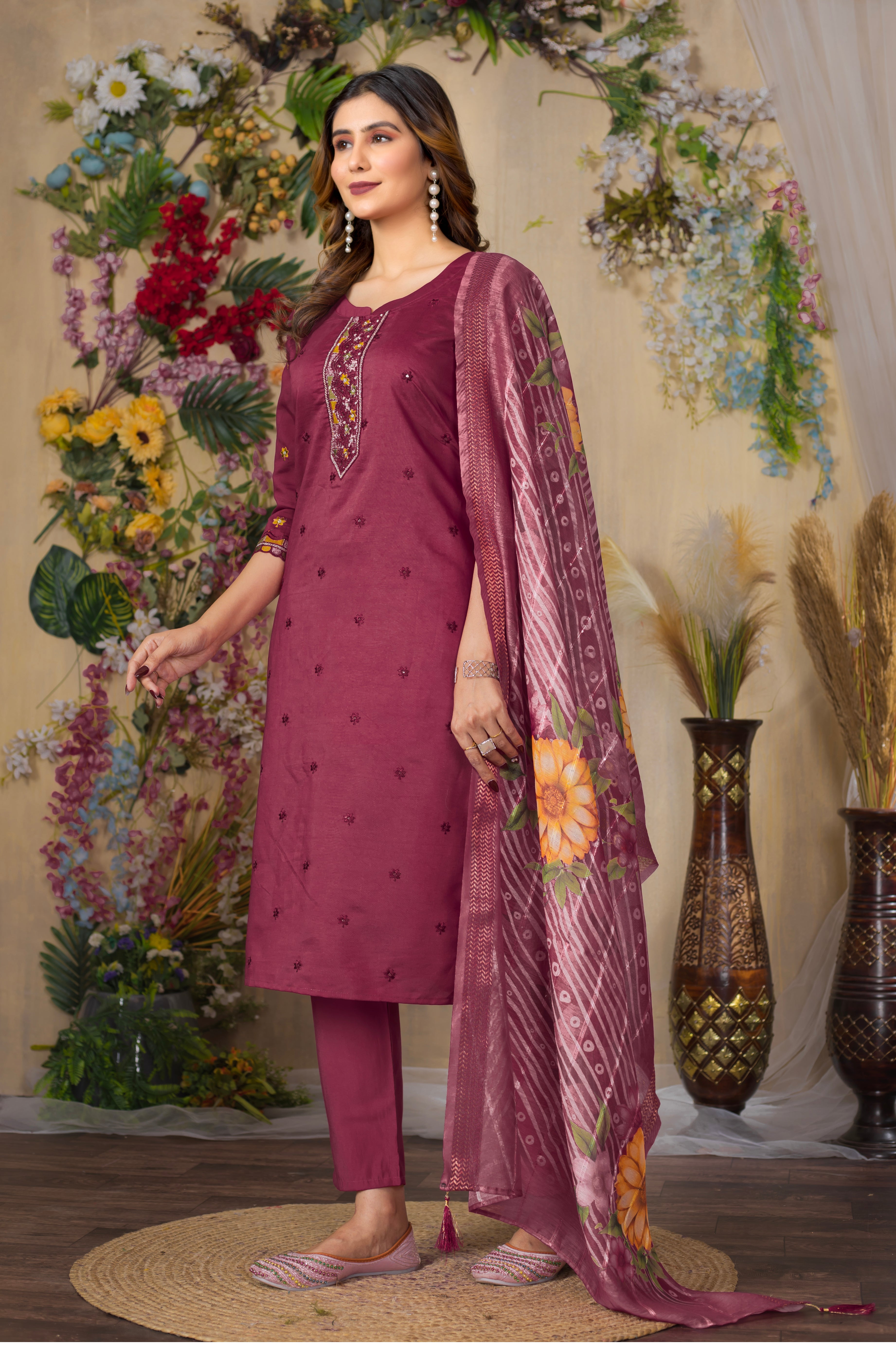 Elegant Straight Kurti Pant Dupatta Set