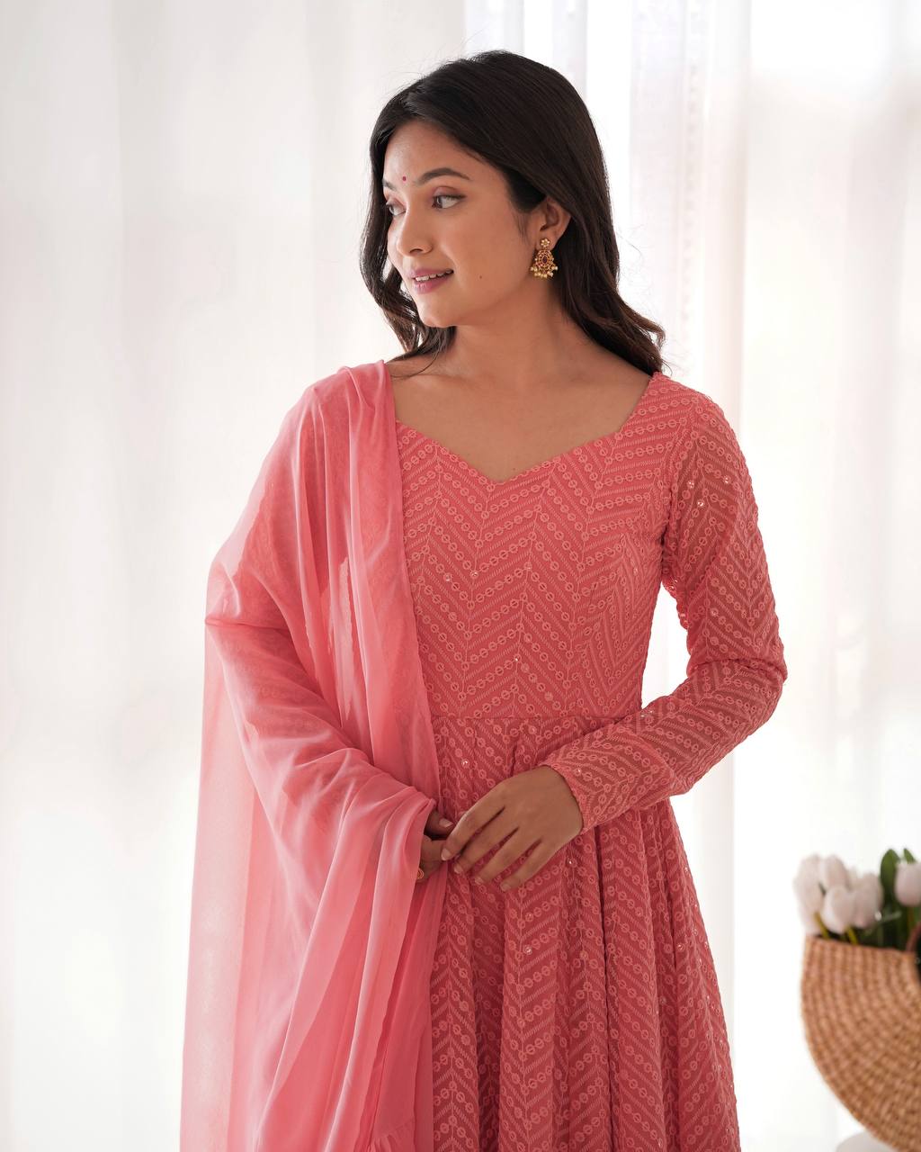 FULLY FLAIR KALI PATTERN AND CANVAS PATTA WITH DUPPTA SET,PENT READY TO WEAR*