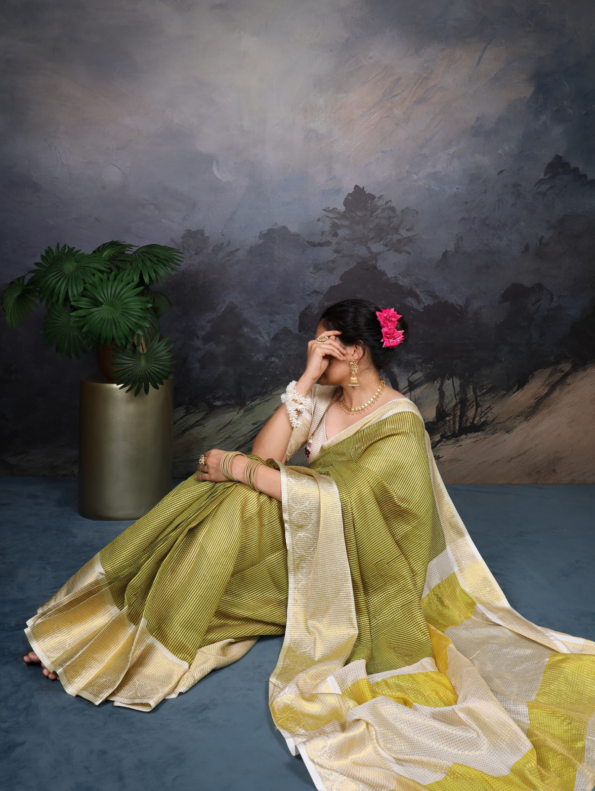 Jacquard Chex Zari Weaving Work Saree