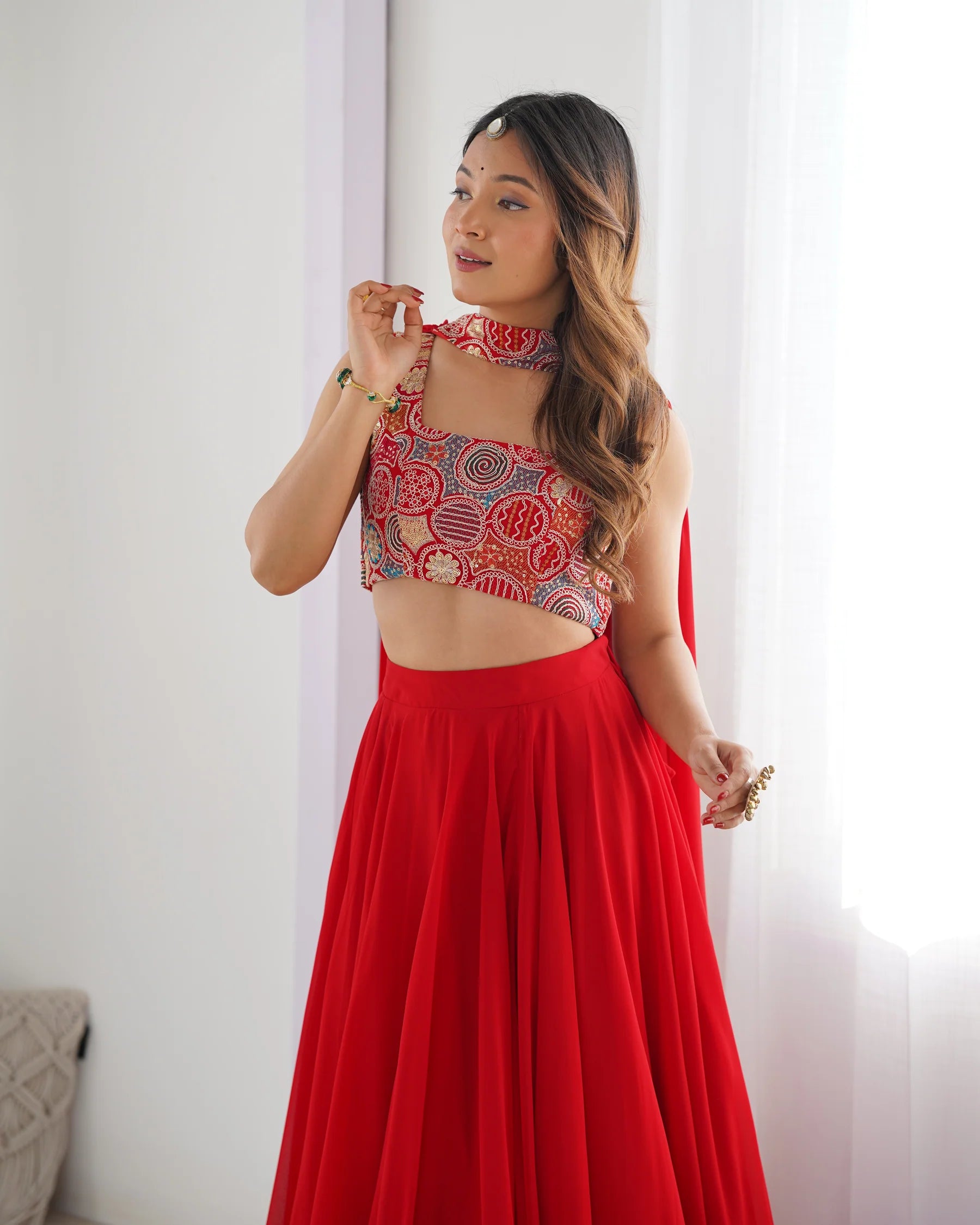 Elegant Ready to wear Anarkali Suit for Women | Designer Bandhej Work Ethnic Wear