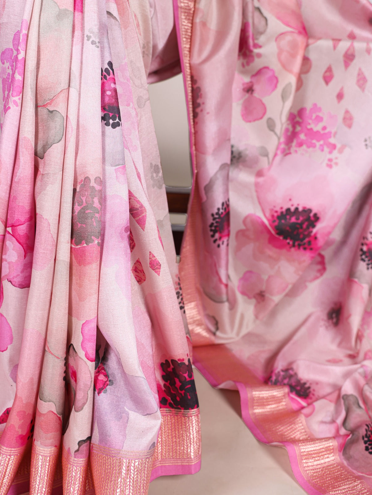 Tussar Silk With Viscose Border Printed Saree