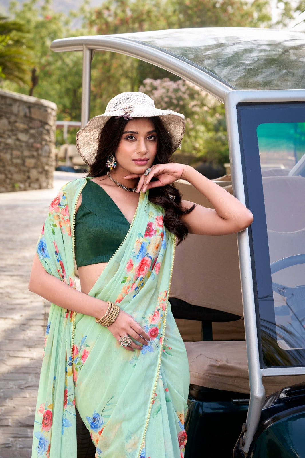 Weightless charm, pearled grace Saree