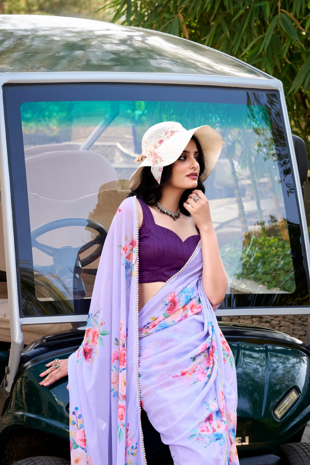 Weightless charm, pearled grace Saree