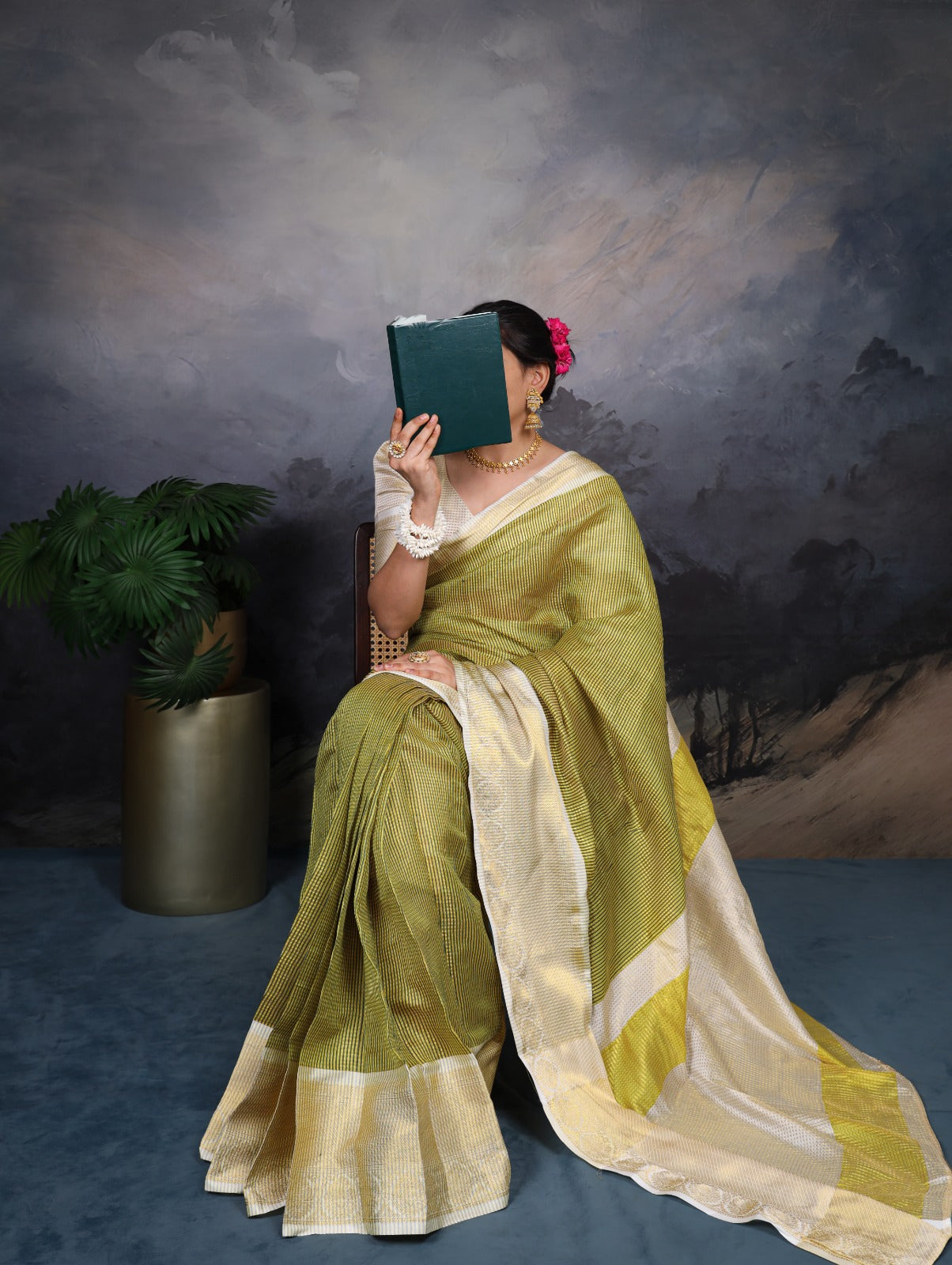 Jacquard Chex Zari Weaving Work Saree
