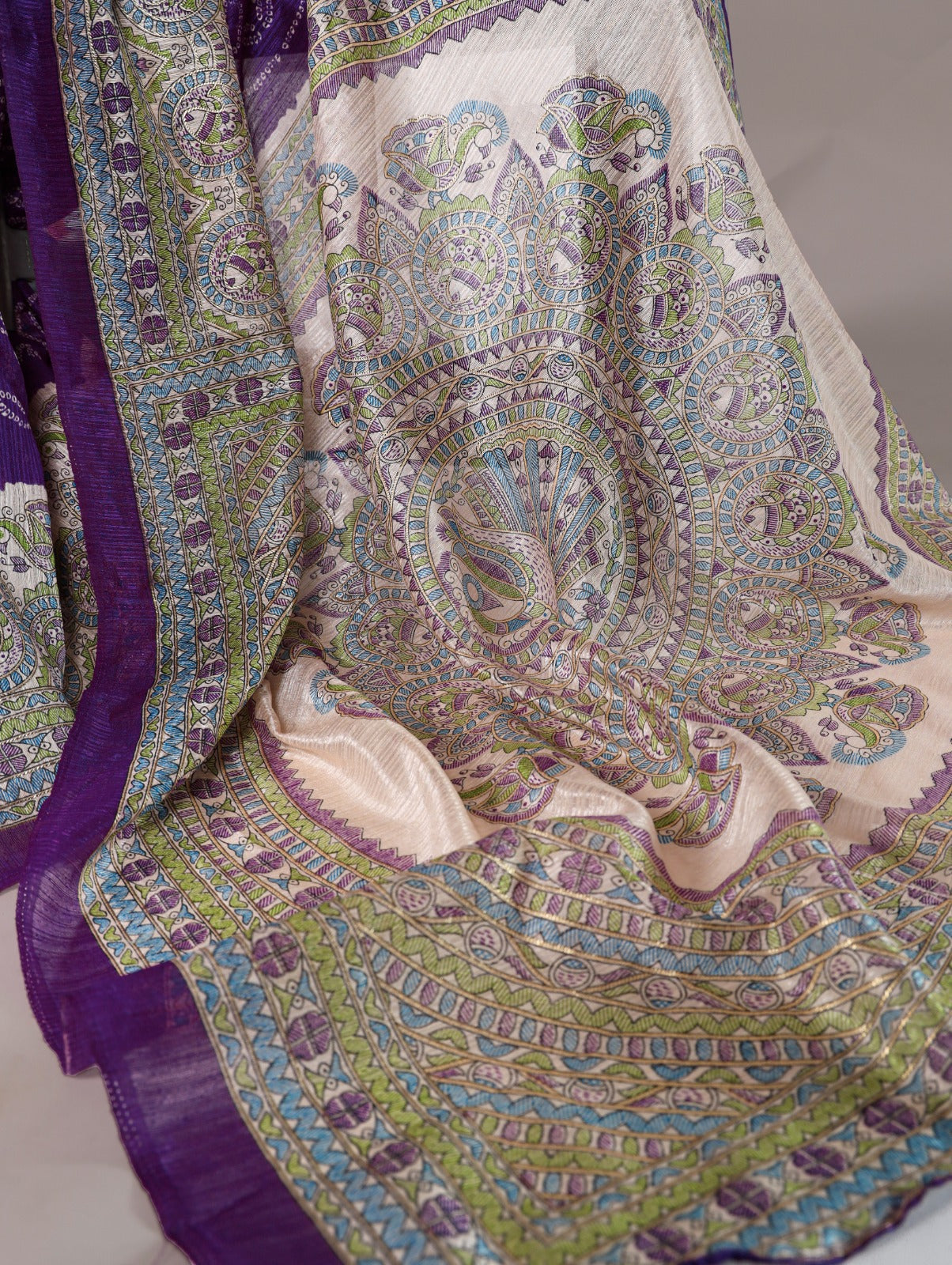 Fusion Of Madhubani and Bandhej Saree
