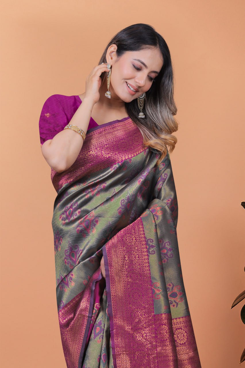 Royal Lilac Banarasi Silk Saree