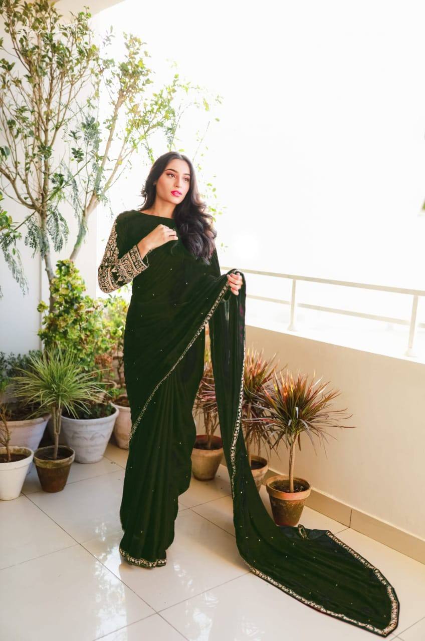 *New Super Trending Velvet Saree Collection*