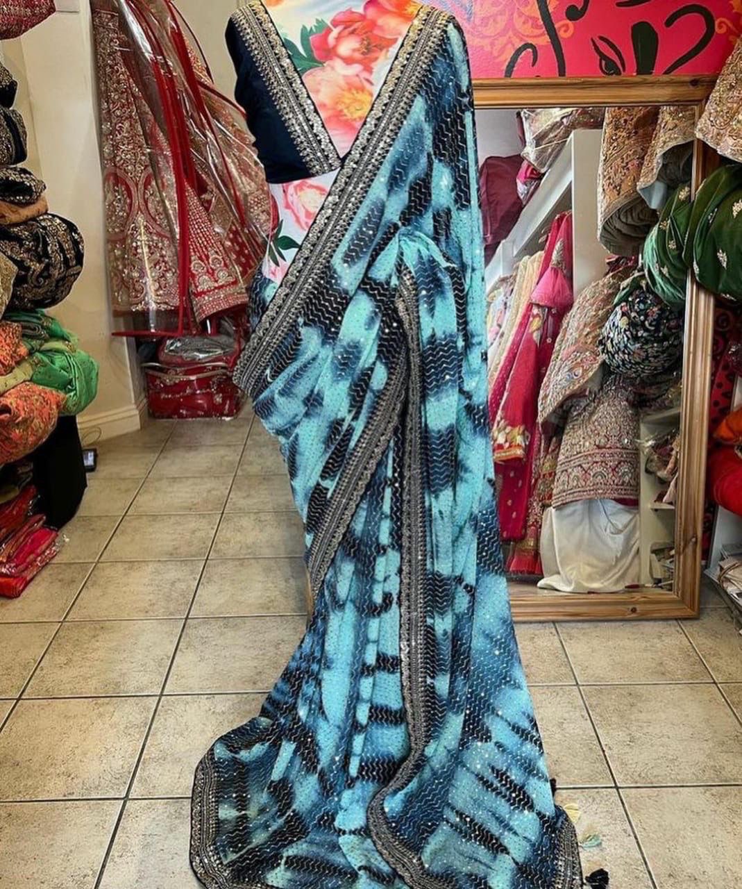 designer wear sequence saree